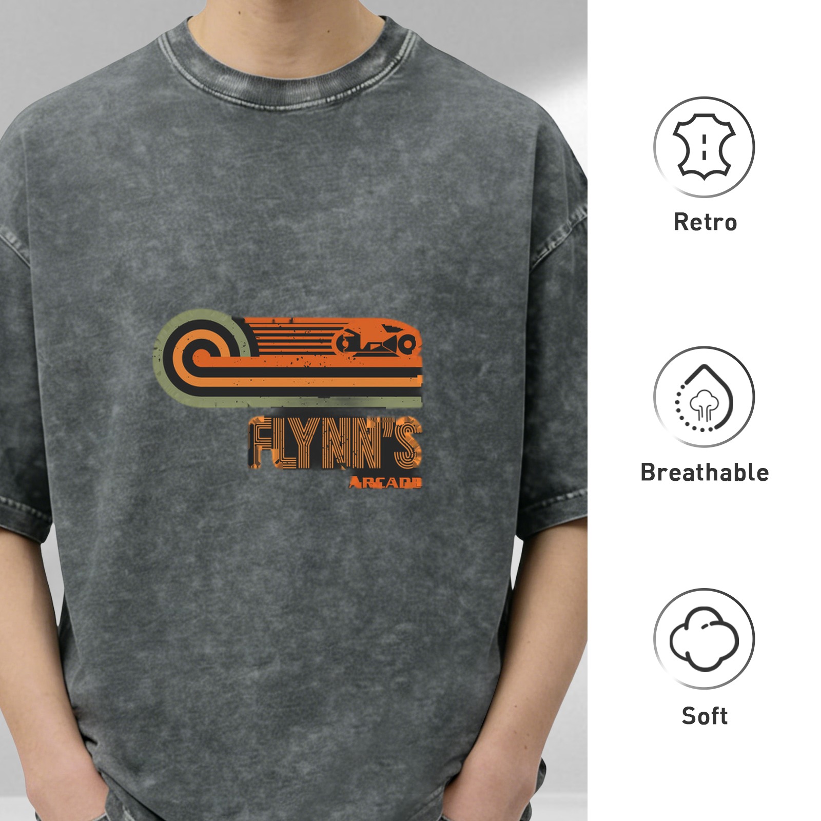 Flynn's Arcade Retro Graphic Acid Wash T-Shirt