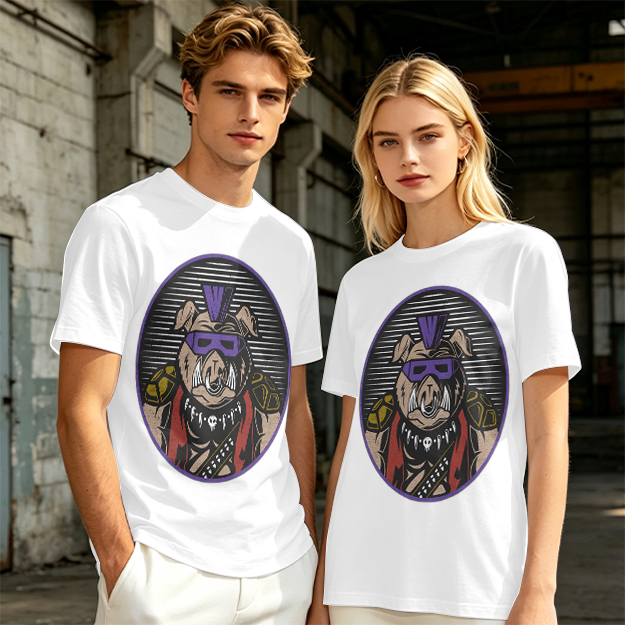 Olive T-Shirt With Punk Bulldog Graphic Print