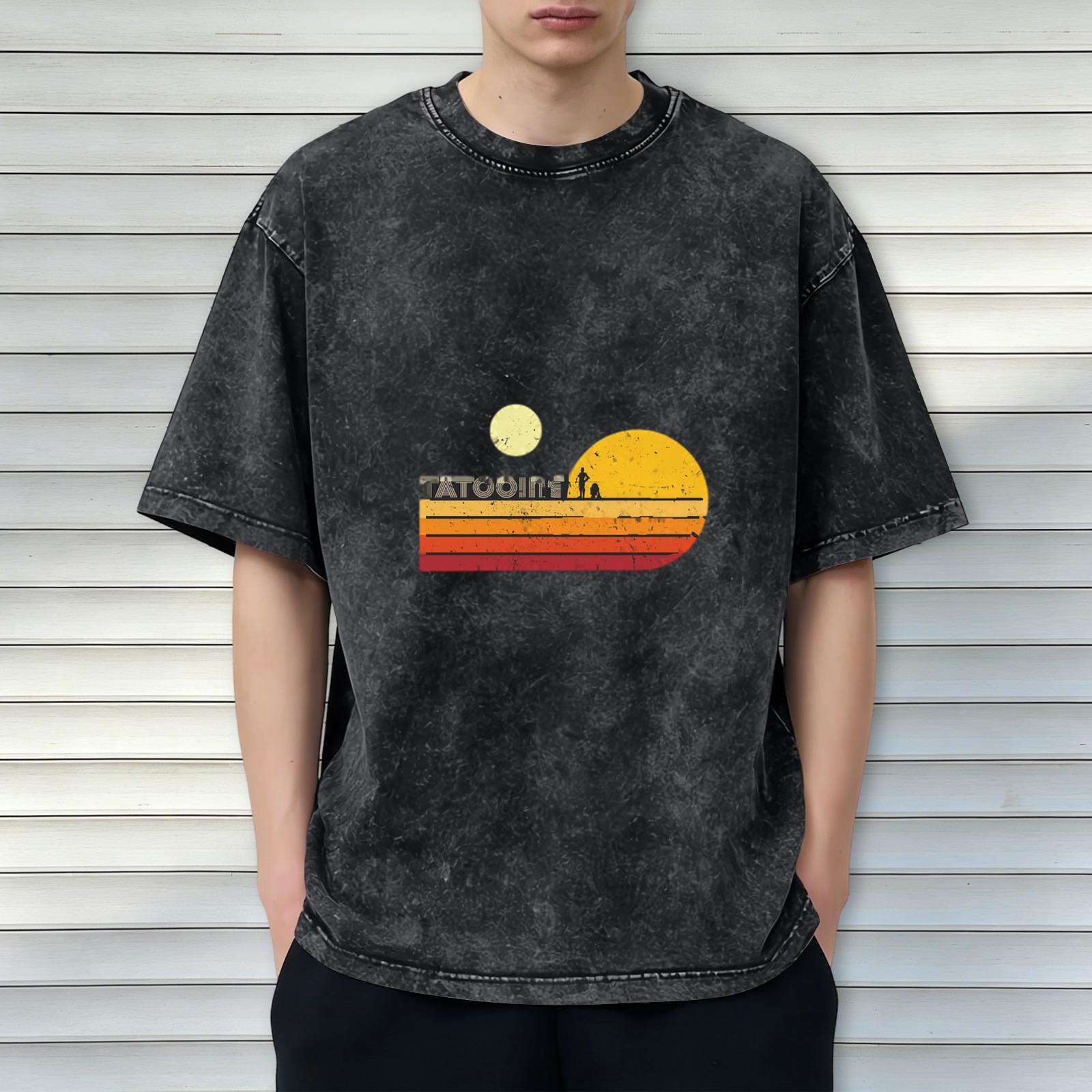 Tatooine Twin Suns Retro Graphic Vintage Wash T-Shirt
