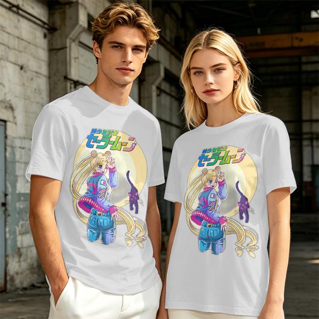 Olive anime graphic t-shirt featuring Usagi and Luna