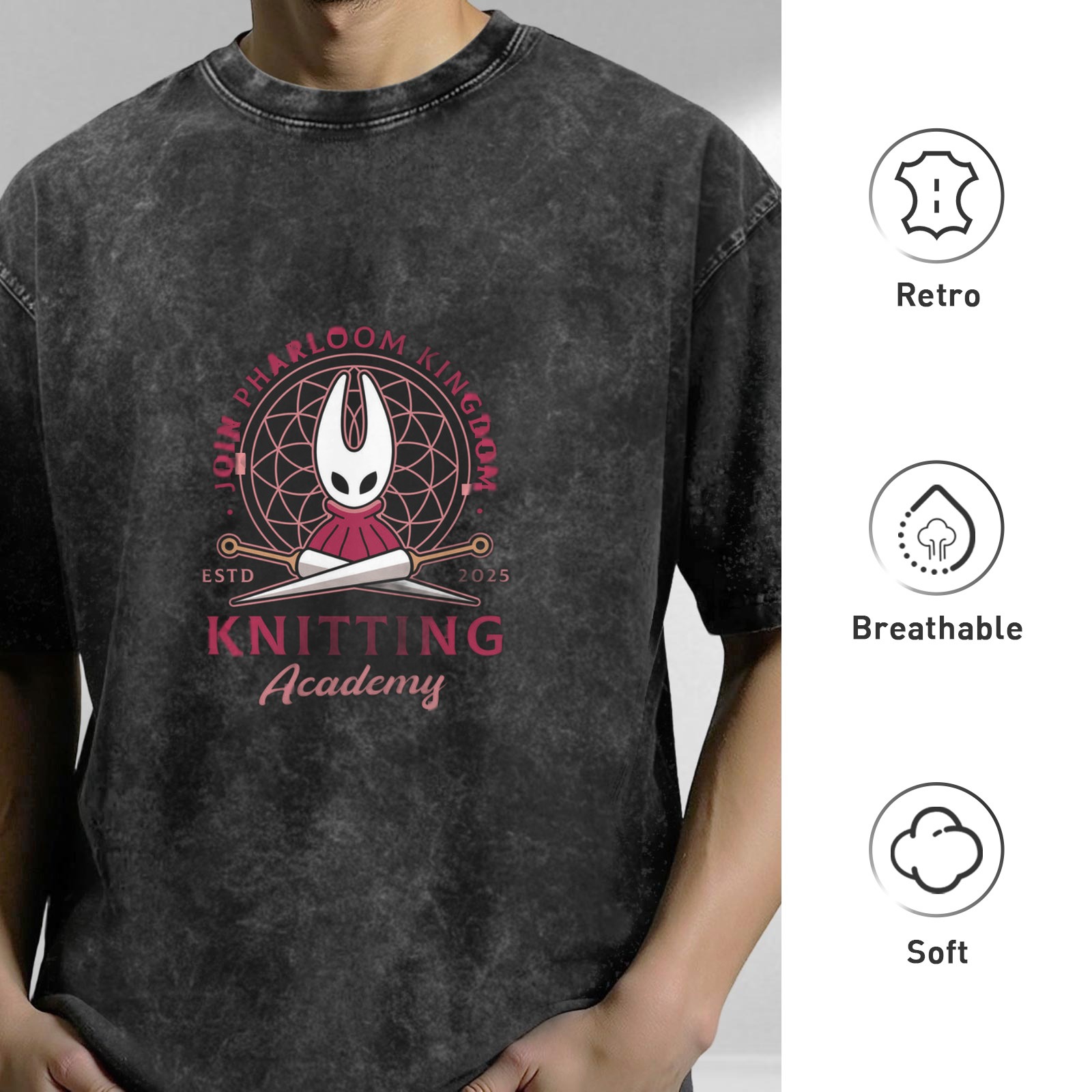 Hollow Knight Hornet Pharloom Kingdom Knitting Academy Oversized T-Shirt