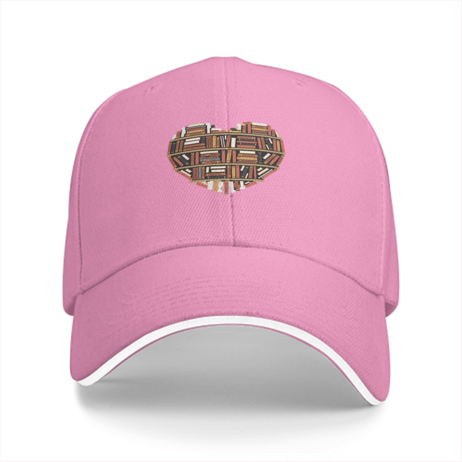 Black Baseball Cap With Heart Shaped Bookshelf Artwork