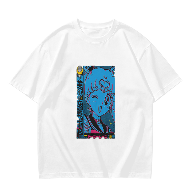 Olive anime graphic t-shirt with magical girl character print