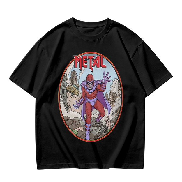Olive T-shirt with Magneto Metal Comic Art Print