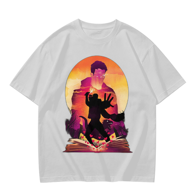 Olive T-Shirt With Fantasy Sunset Silhouette Graphic Print
