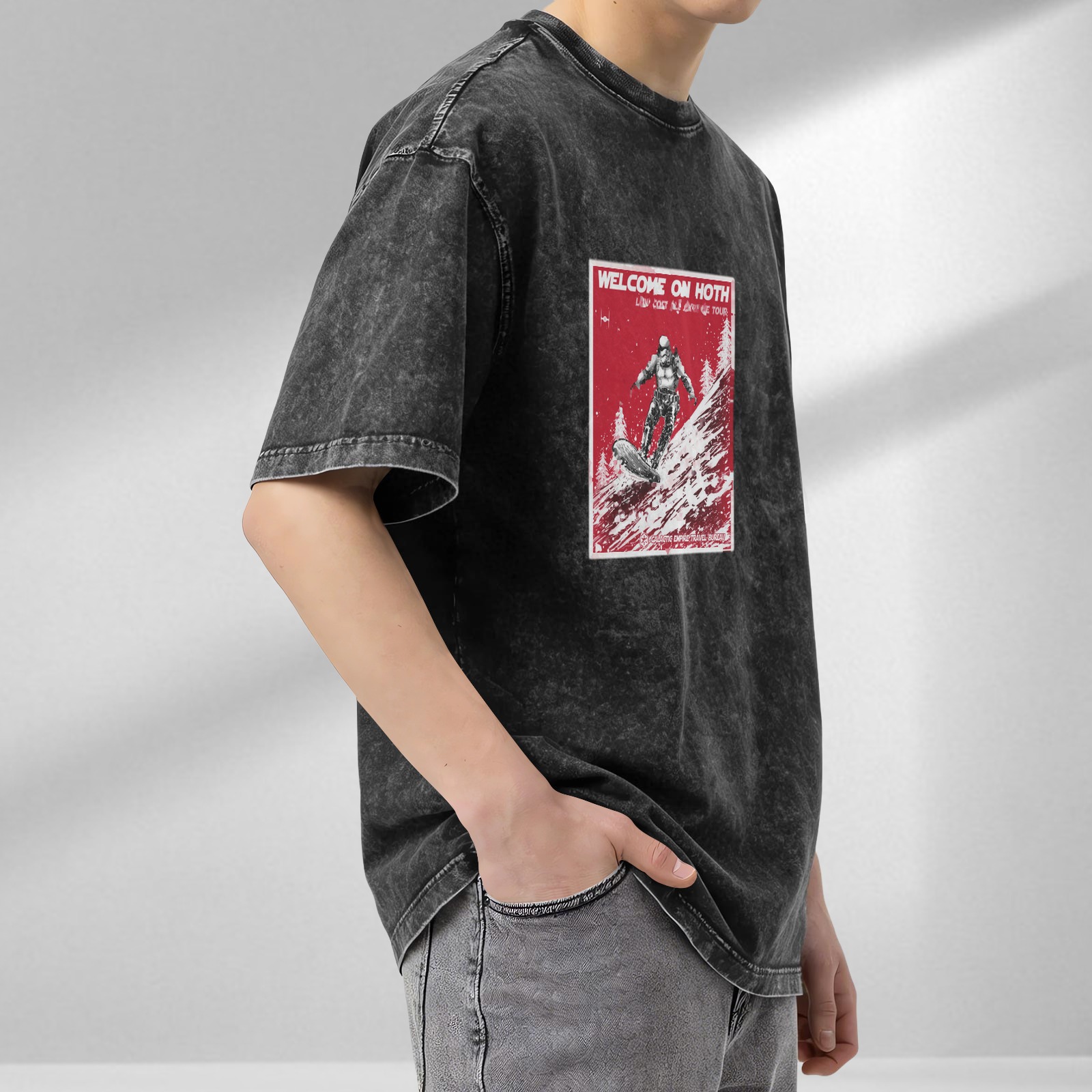 Welcome On Hoth Stormtrooper Snowboarding Acid Wash T-Shirt
