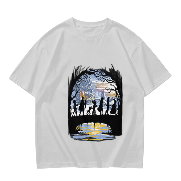 Olive T-Shirt With Fantasy Adventure Silhouette Art Print