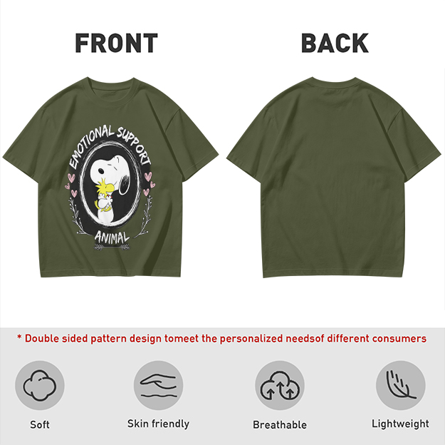 Snoopy and Woodstock Emotional Support Animal Graphic T-Shirt