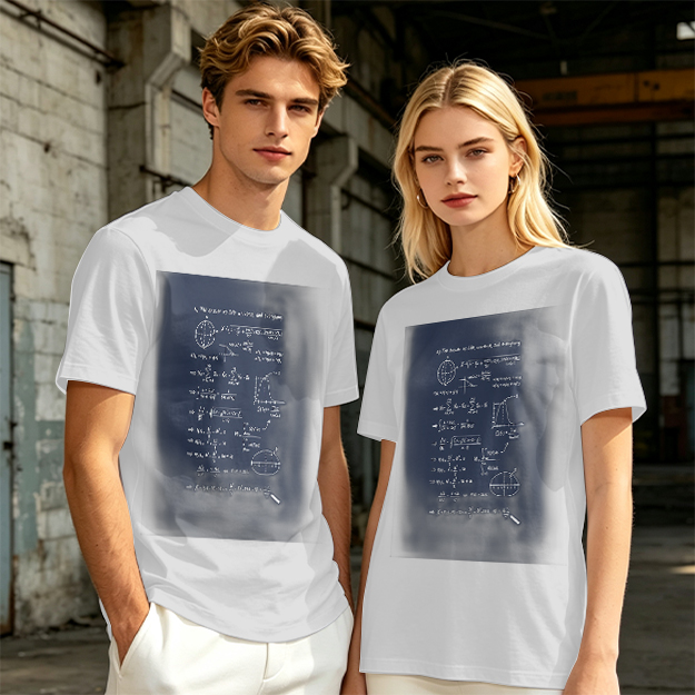 Olive Green T-Shirt with Science Math Formulas Print