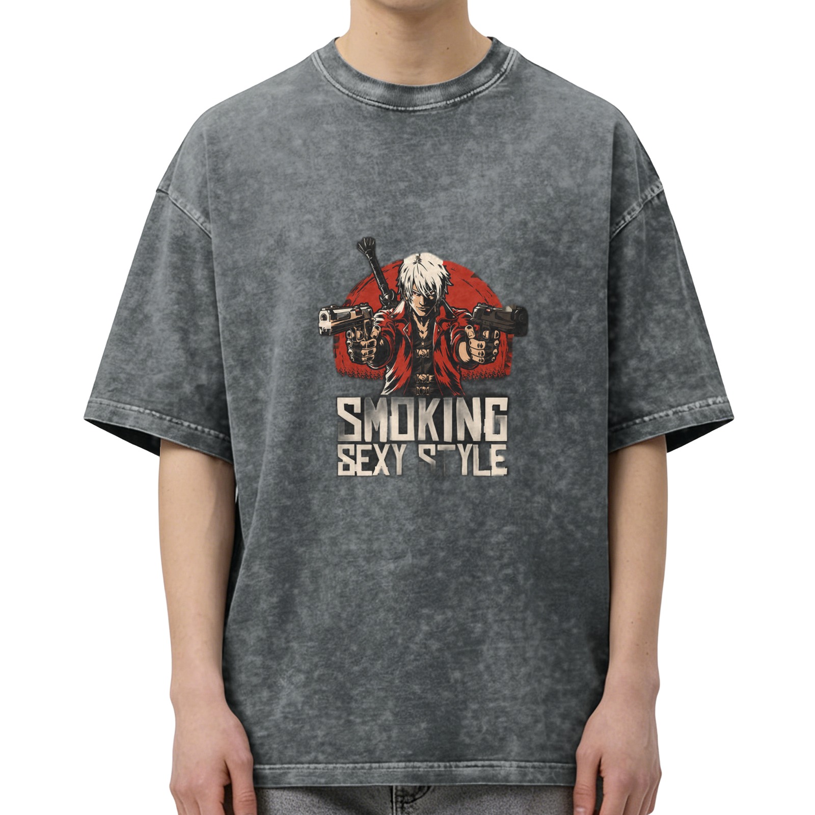Devil May Cry Inspired Oversized Stonewashed Graphic T-Shirt