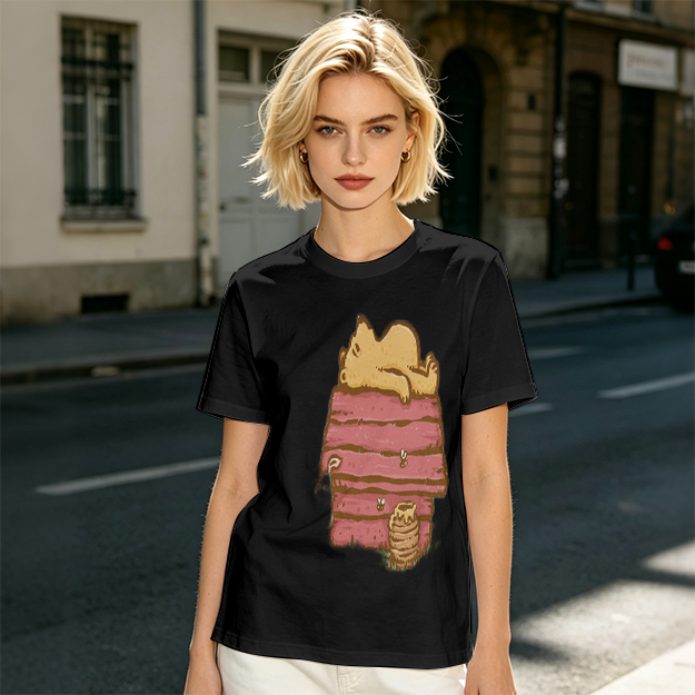Olive T-Shirt with Bear Napping on Honey Pot Print