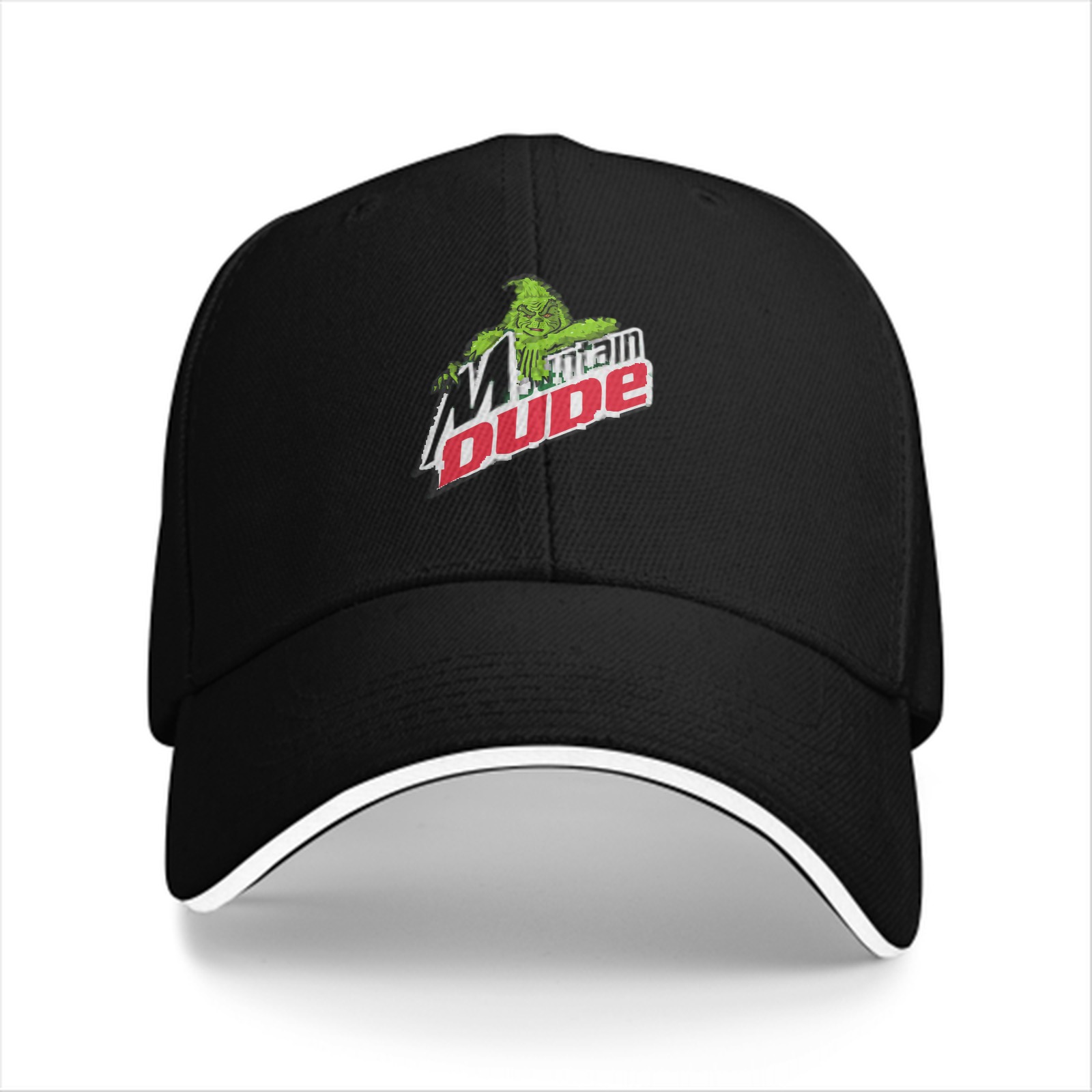 Black baseball cap with Mountain Dude graphic print