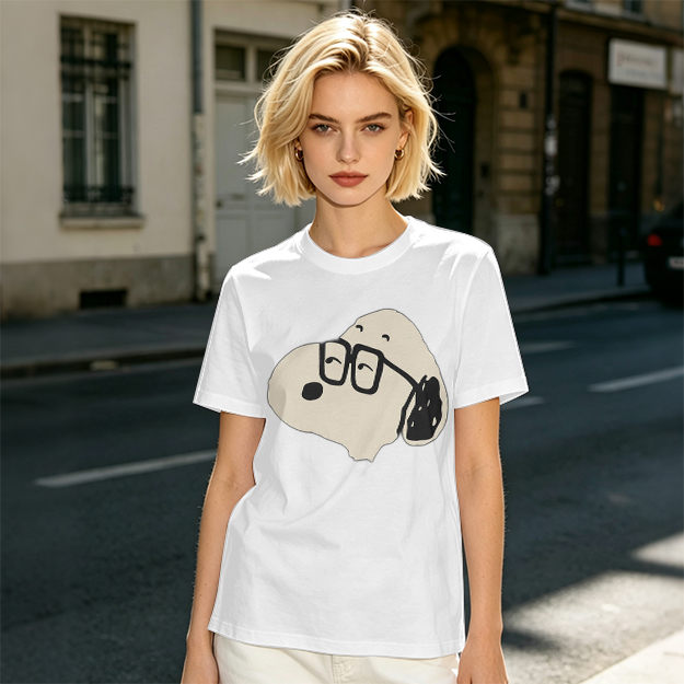 Olive T-Shirt With Snoopy Wearing Glasses Graphic
