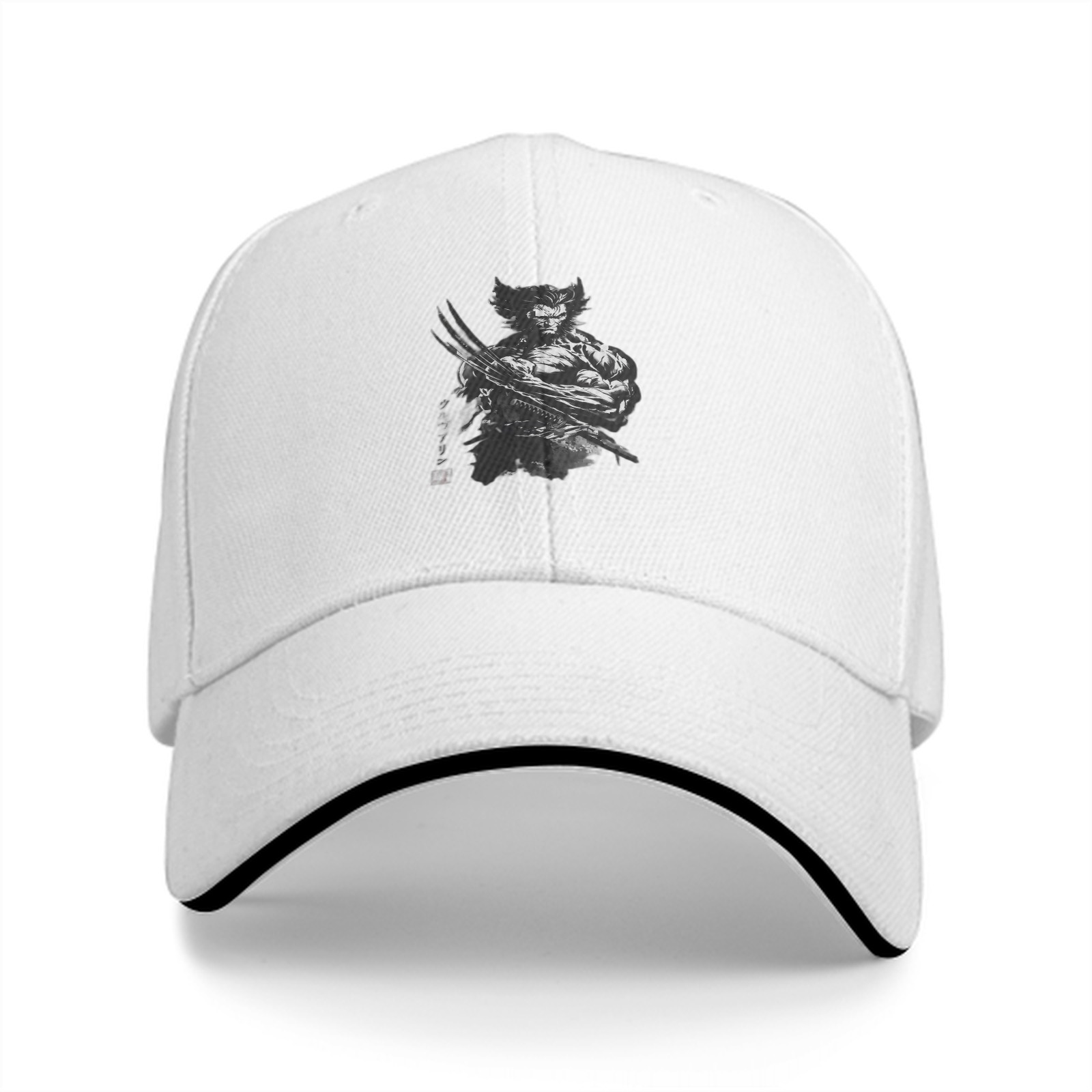 Black baseball cap with fierce clawed mutant graphic print