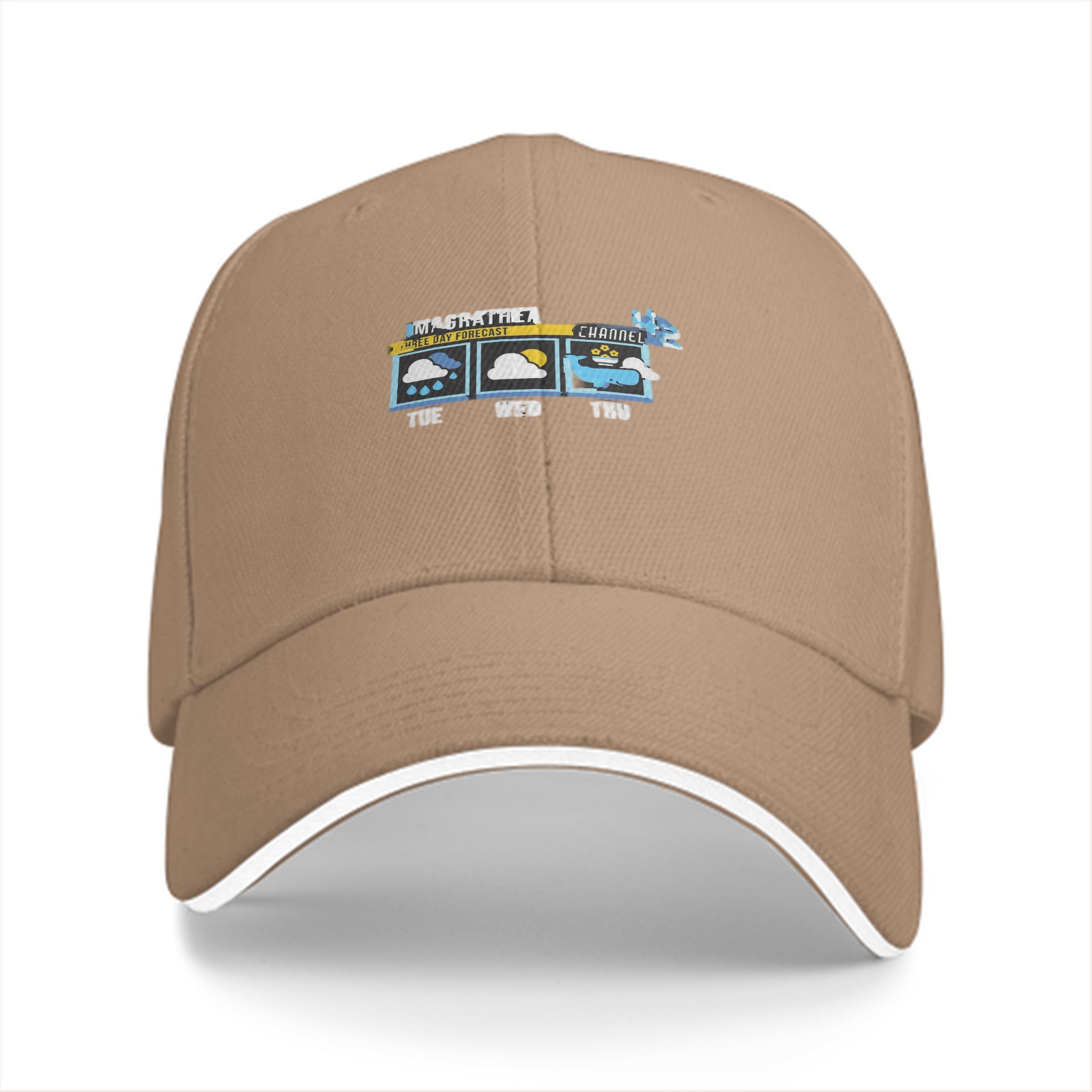 Black baseball cap with weather forecast graphic print