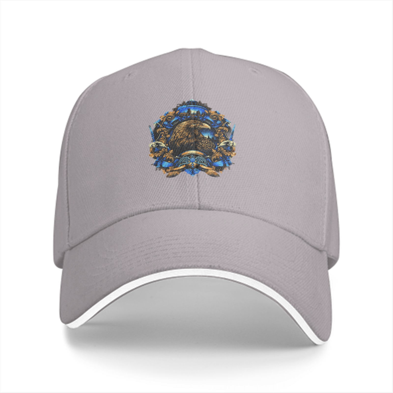 Black Baseball Cap With Detailed Eagle Crest Graphic