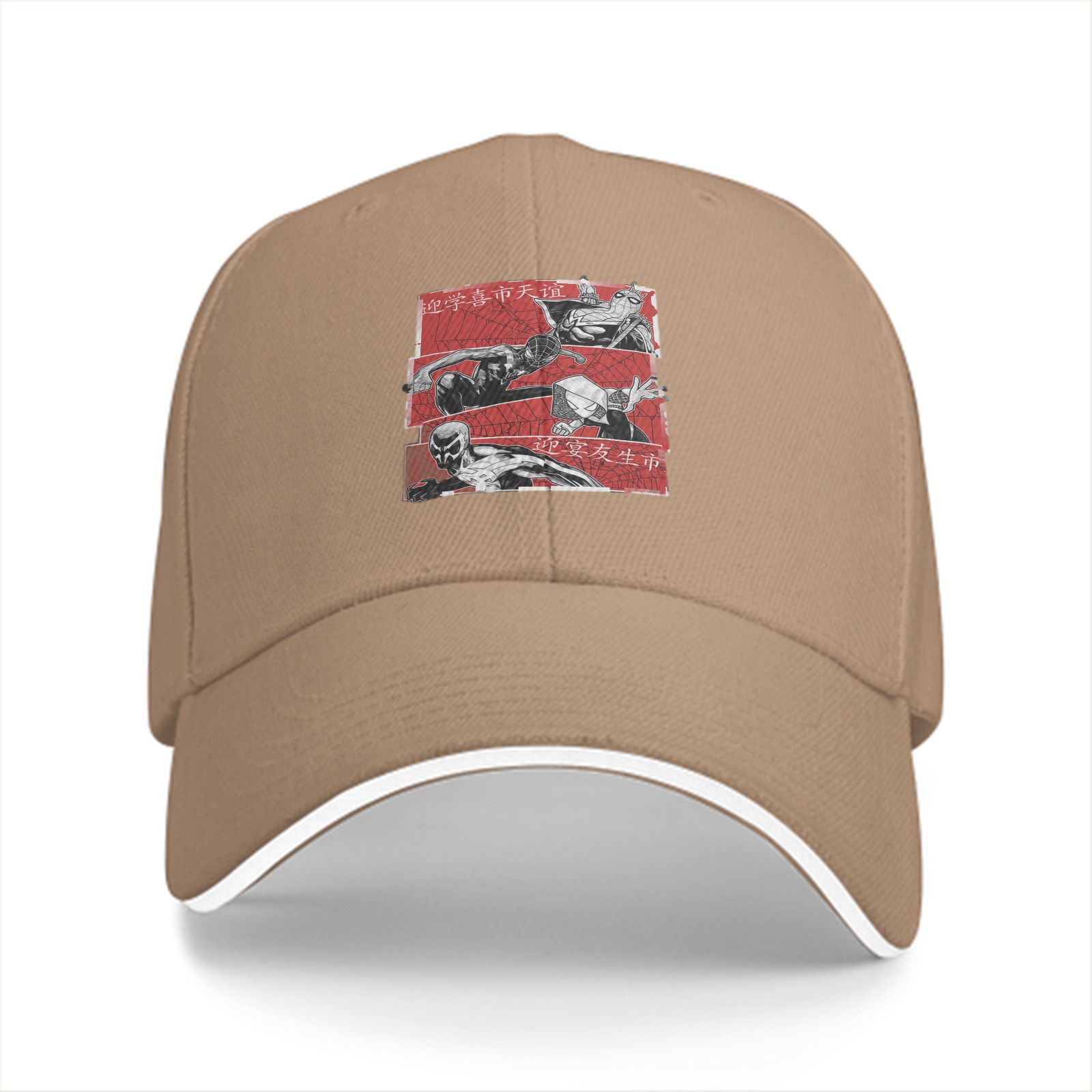 Black baseball cap with manga-style villain character graphic