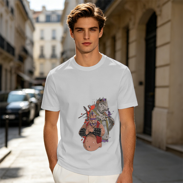 Olive Green T-Shirt with Bebop and Rocksteady Graphic Print