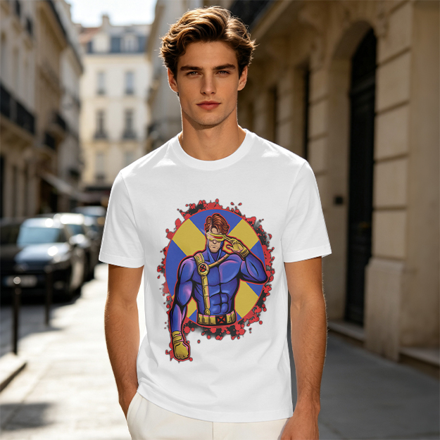 Olive T-Shirt Featuring Cyclops X-Men Superhero Graphic
