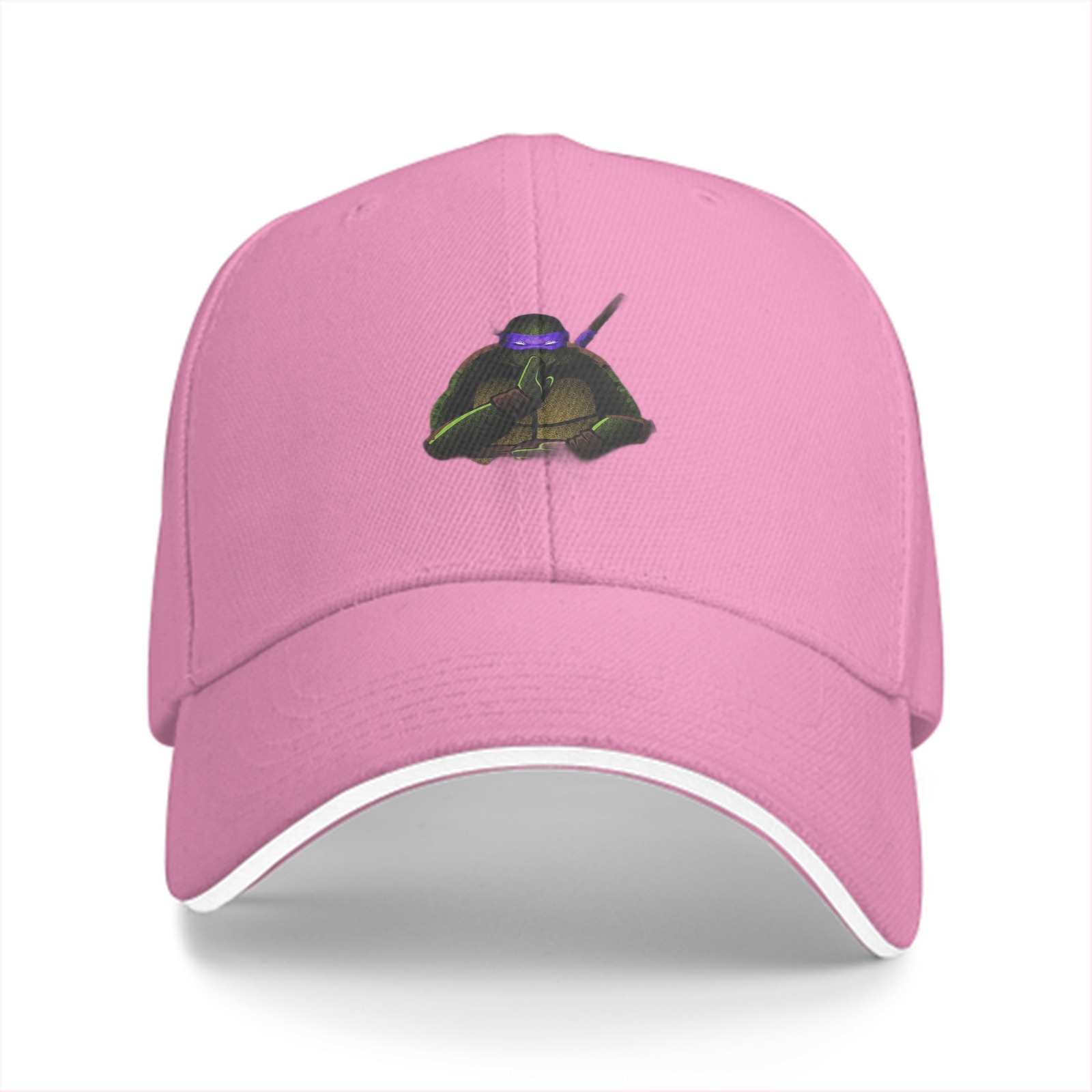 Black Baseball Cap With Purple Masked Ninja Turtle Graphic