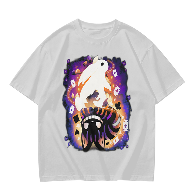 Olive T-Shirt With Magical Rabbit And Playing Card Print
