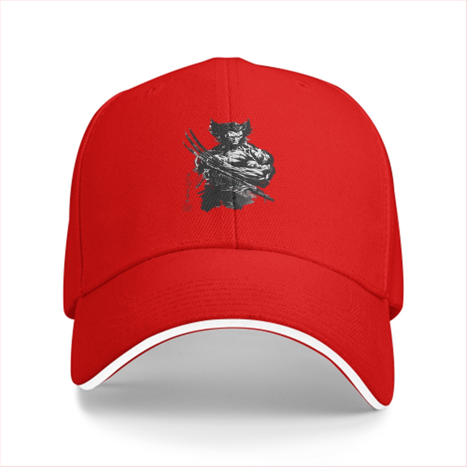 Black baseball cap with fierce clawed mutant graphic print