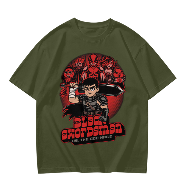 Black Swordsman vs God Hand Anime Graphic T-Shirt