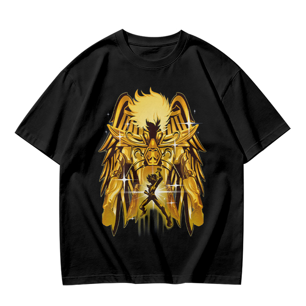 Olive T-Shirt With Gold Pegasus Armor Anime Graphic