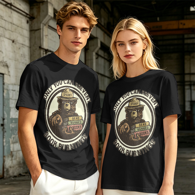 Only You Can Prevent Book Burnings Bear T-Shirt Art