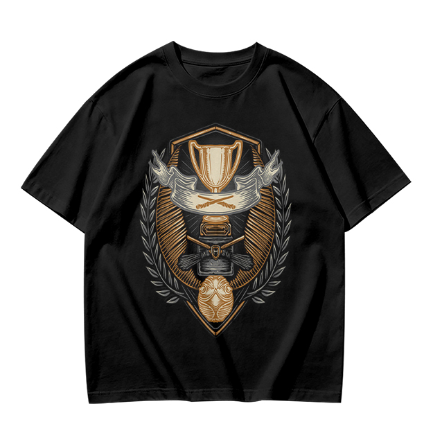 Olive T-Shirt With Detailed Victory Trophy Crest Print