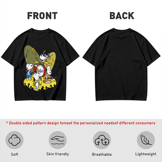 Olive T-Shirt Featuring Snoopy Band Playing Music