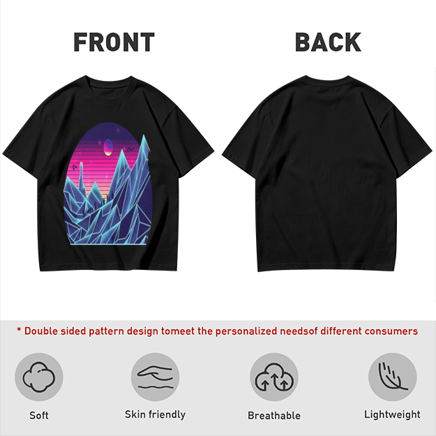Olive T-Shirt With Synthwave Crystal Mountain Sunset Art