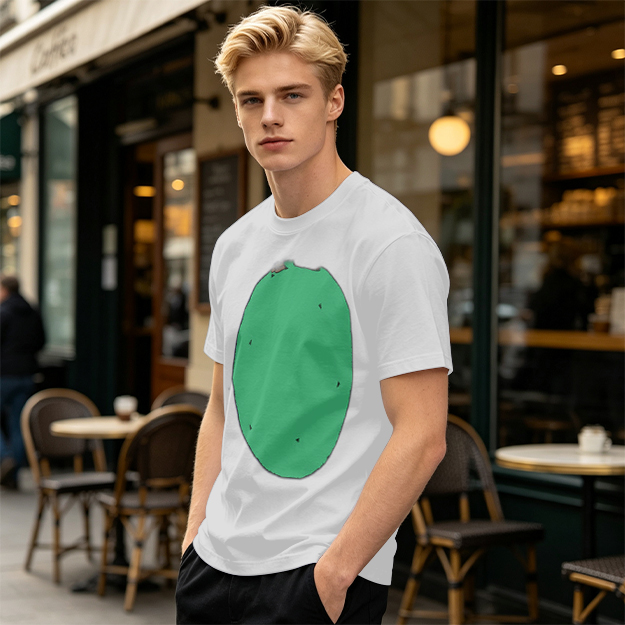 Olive Green T-Shirt With Simple Green Oval Graphic Print