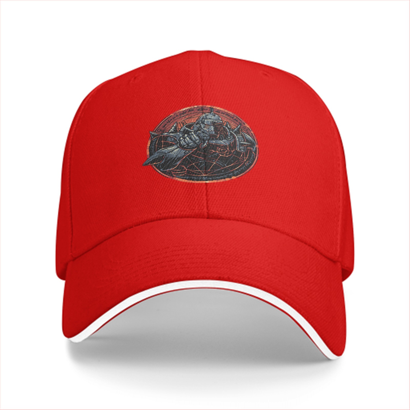 Black Baseball Cap With Armored Alchemist Character Print
