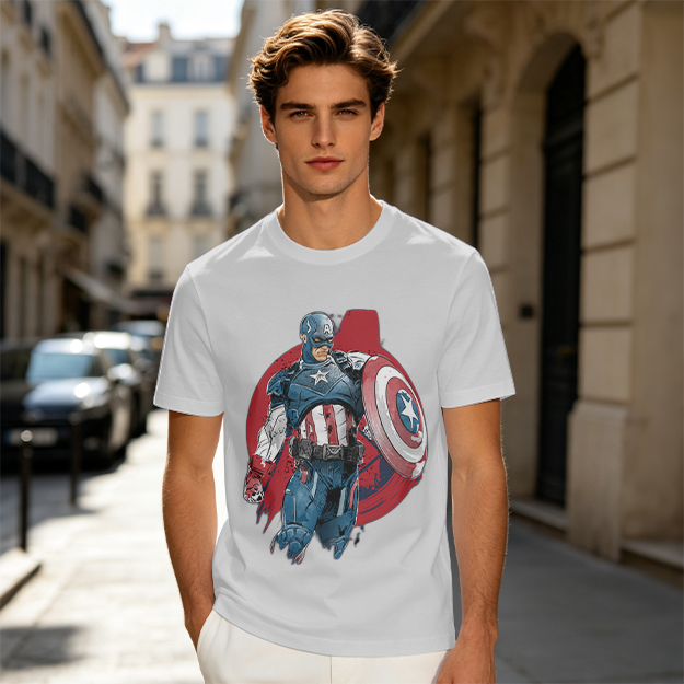 Olive T-shirt with Captain America Graphic Print