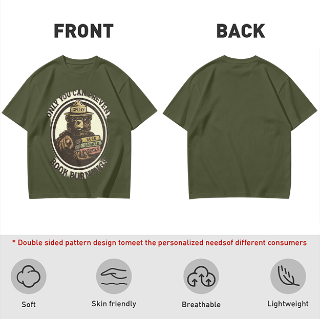 Only You Can Prevent Book Burnings Bear T-Shirt Art