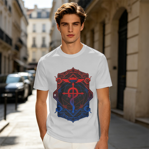 Olive T-Shirt with Fullmetal Alchemist Transmutation Crest Print