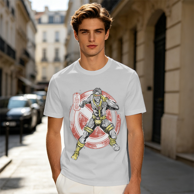 Olive T-shirt with Cyclops X-Men Superhero Graphic Print