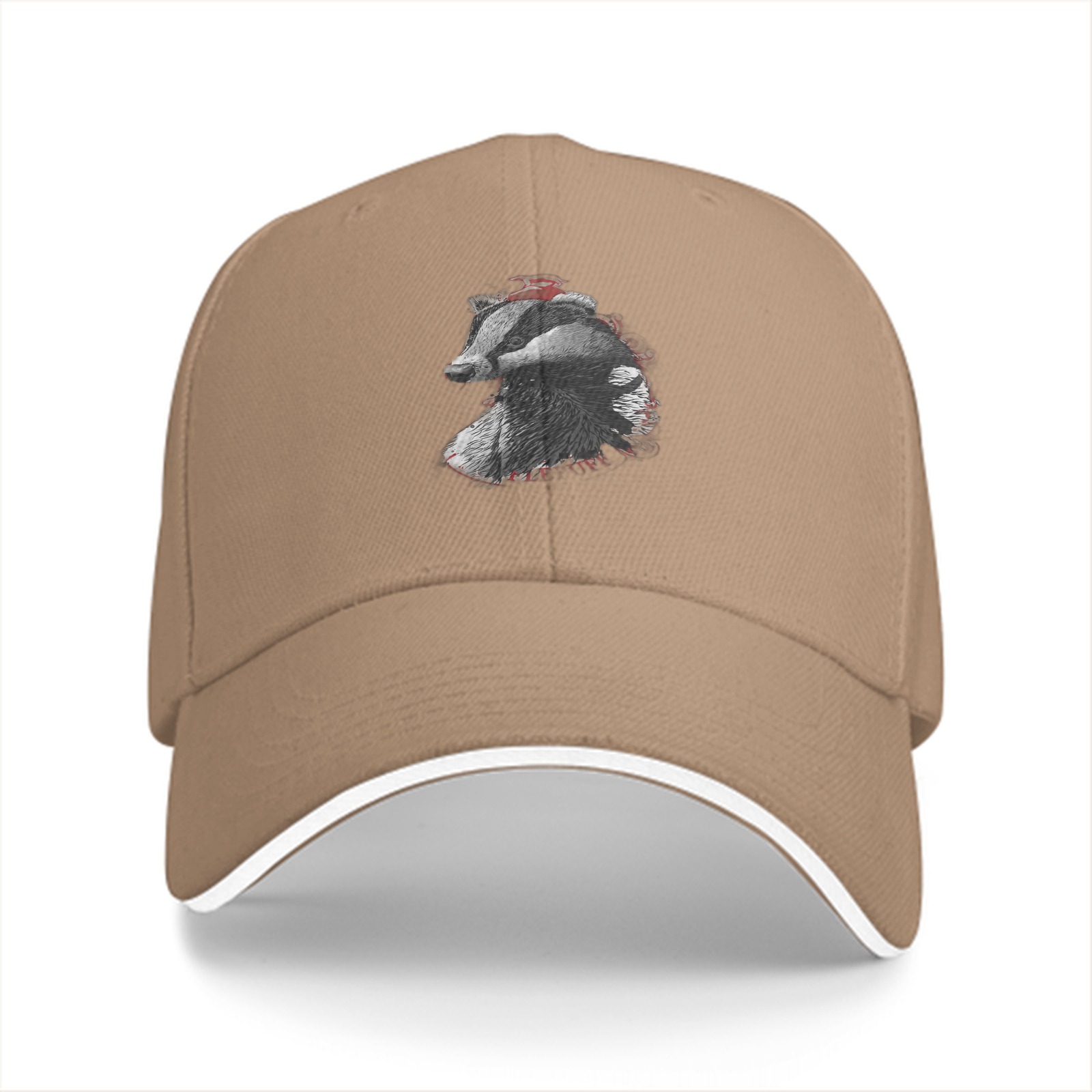 Black Baseball Cap With Detailed Badger Head Graphic Design