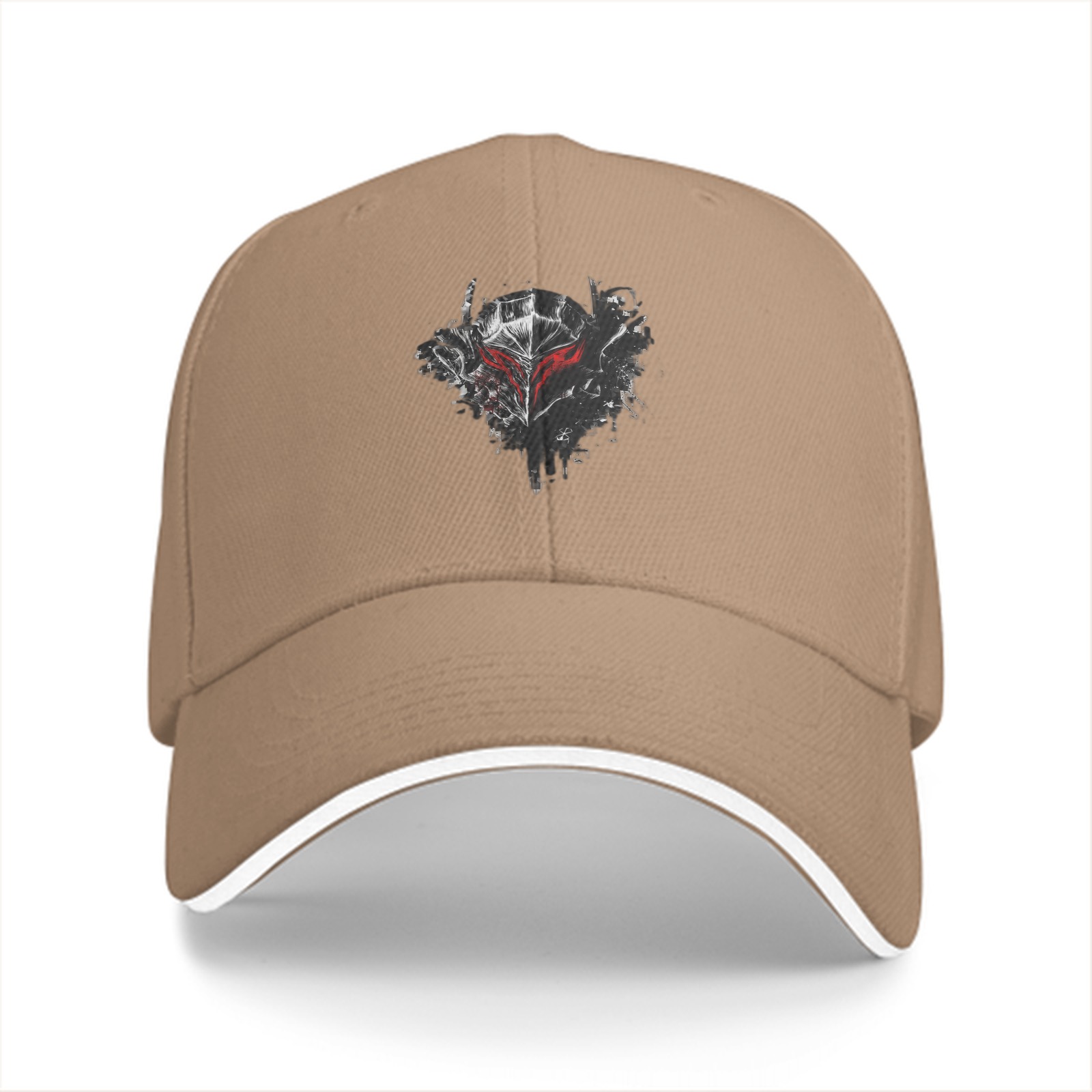 Black Baseball Cap With Dark Fantasy Helmet Graphic