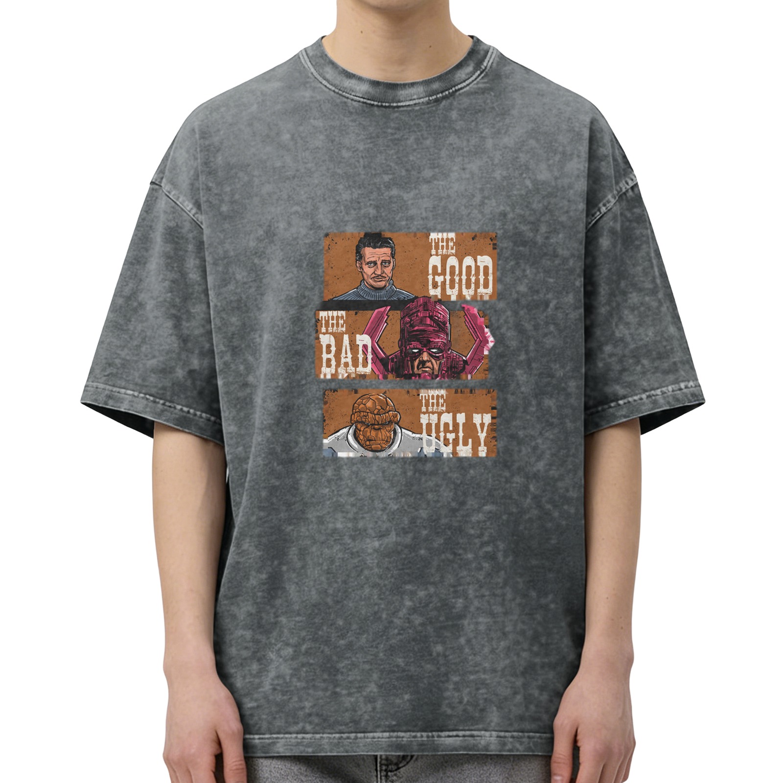 Fantastic Four The Good The Bad The Ugly Graphic Acid Wash T-Shirt