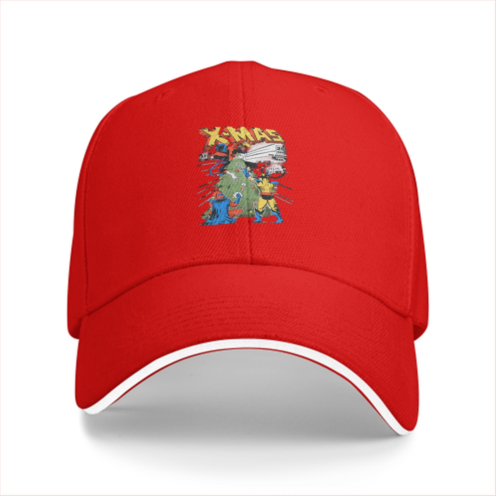 Black baseball cap with X-Men X-Mas Christmas tree graphic