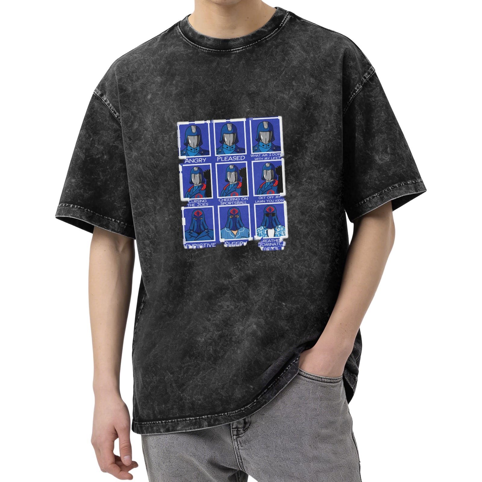 Cobra Commander Emotion Grid Vintage Wash Graphic T-Shirt