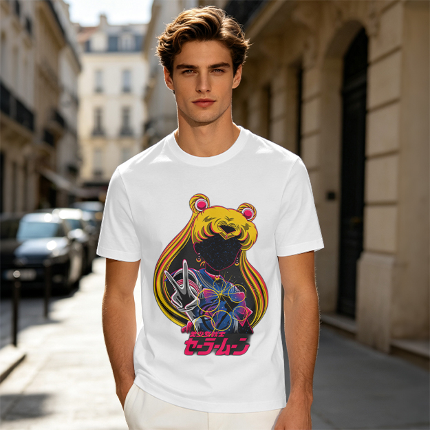Olive T-shirt with Sailor Moon anime graphic print