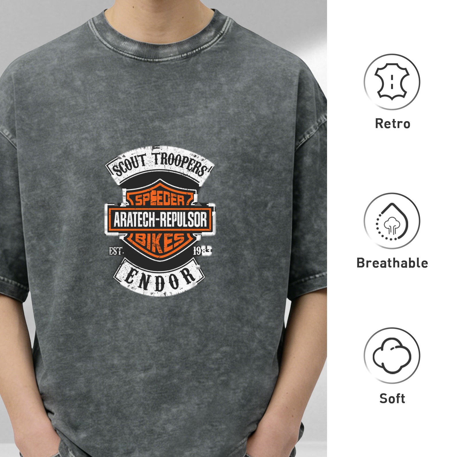 Star Wars Scout Troopers Endor Speeder Bikes Acid Wash T-Shirt