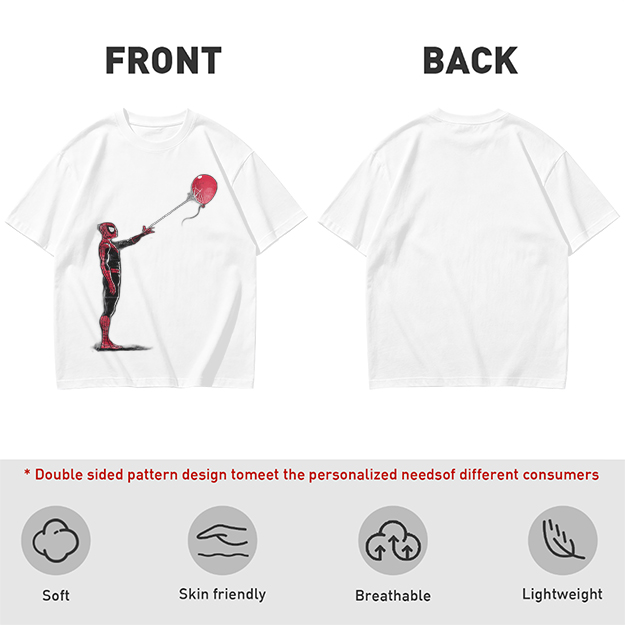 Olive T-shirt with Spider-Man Holding Red Balloon Graphic