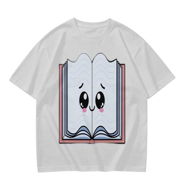 Olive T-Shirt With Cute Smiling Open Book Graphic Print