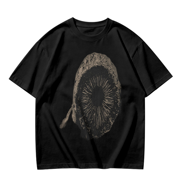 Olive Green T-Shirt With Mushroom Spore Print Graphic