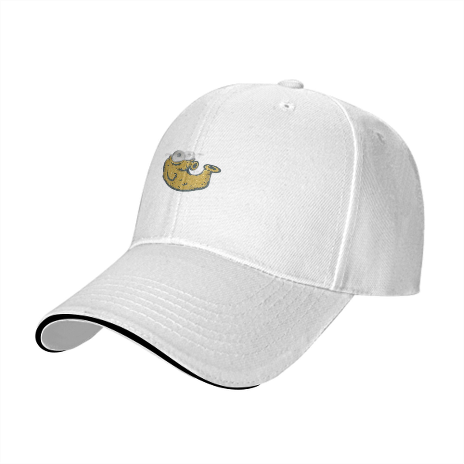 Black Baseball Cap With Whimsical Yellow Whale Print