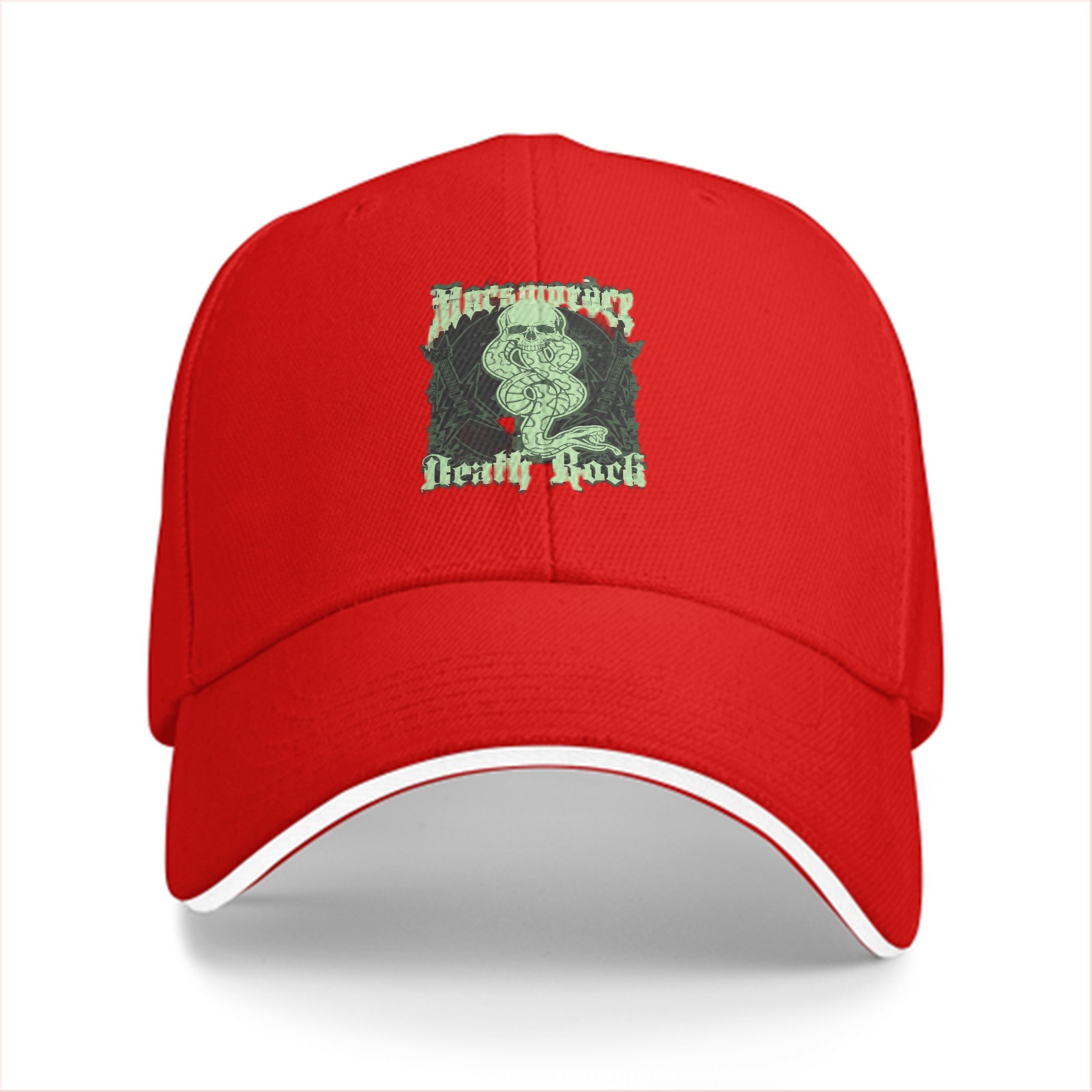Black baseball cap with Death Rock snake skull graphic